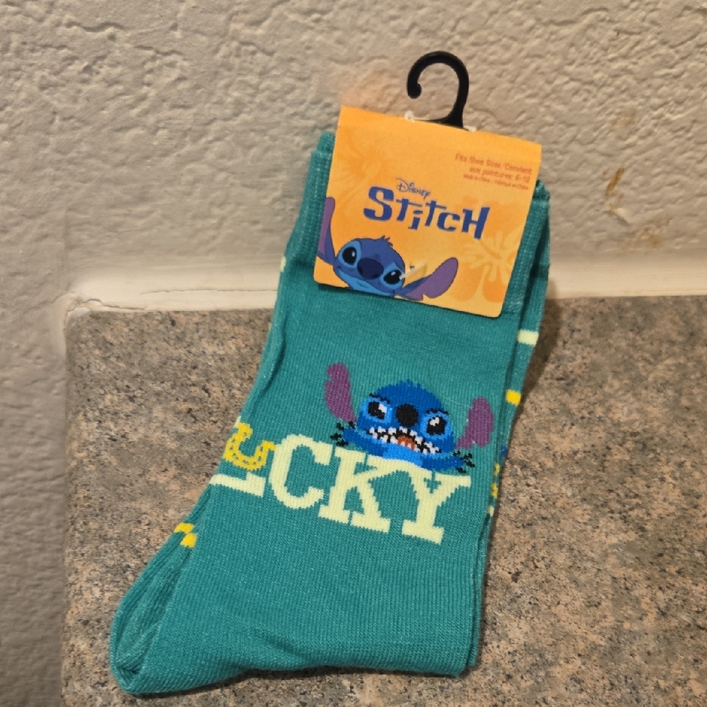 Disney Stitch Turquoise Unisex Socks Nwt
